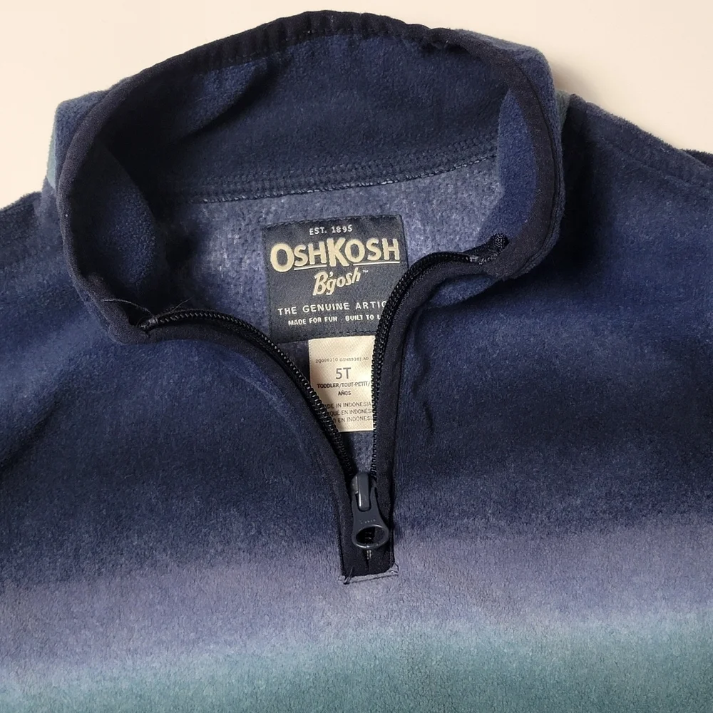 OshKosh B'gosh Kids Unisex Soft  Blue Purple Quarter Zip-Up Fleece 5T